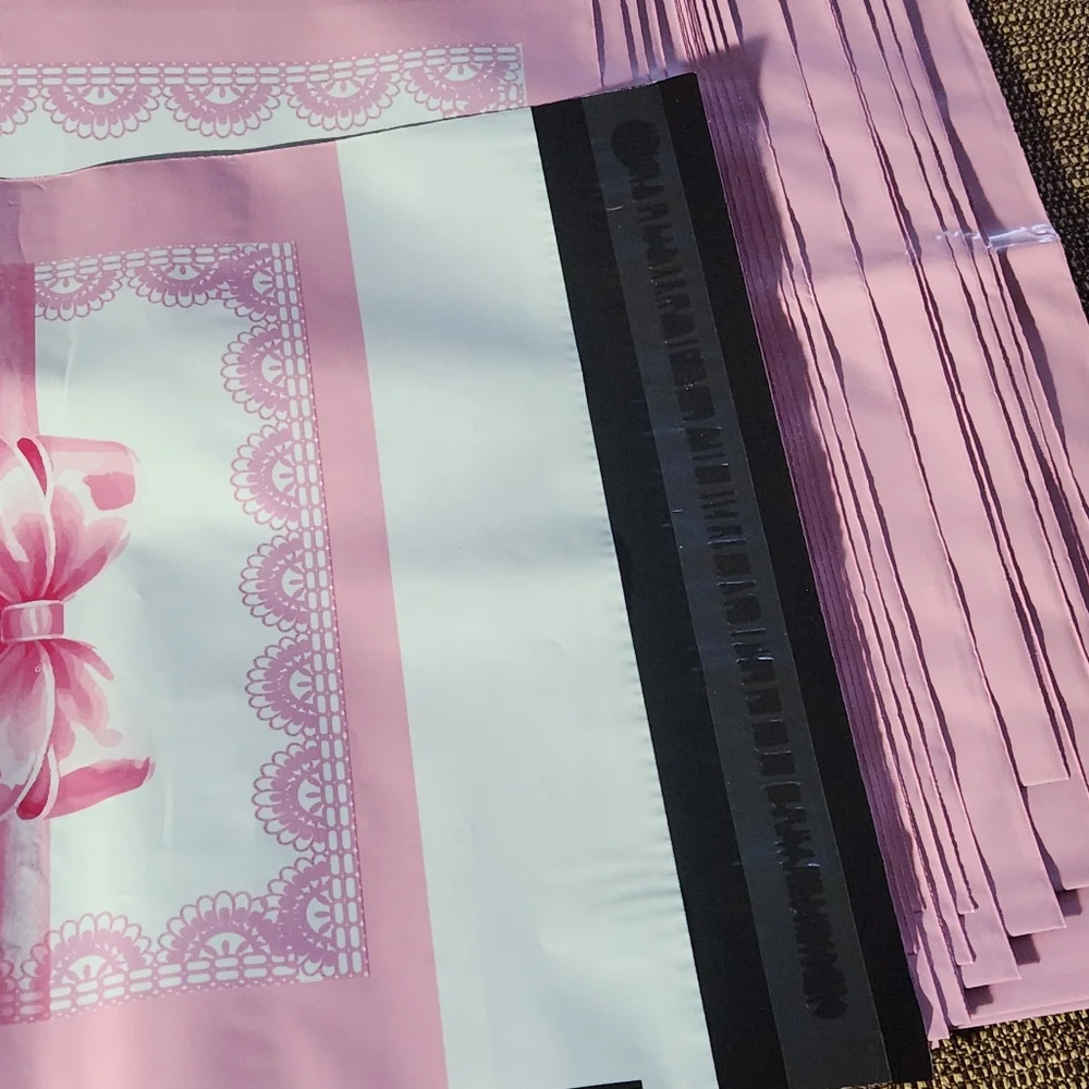 30 Pink Ribbon 10 X 12 Inch Poly Mailers